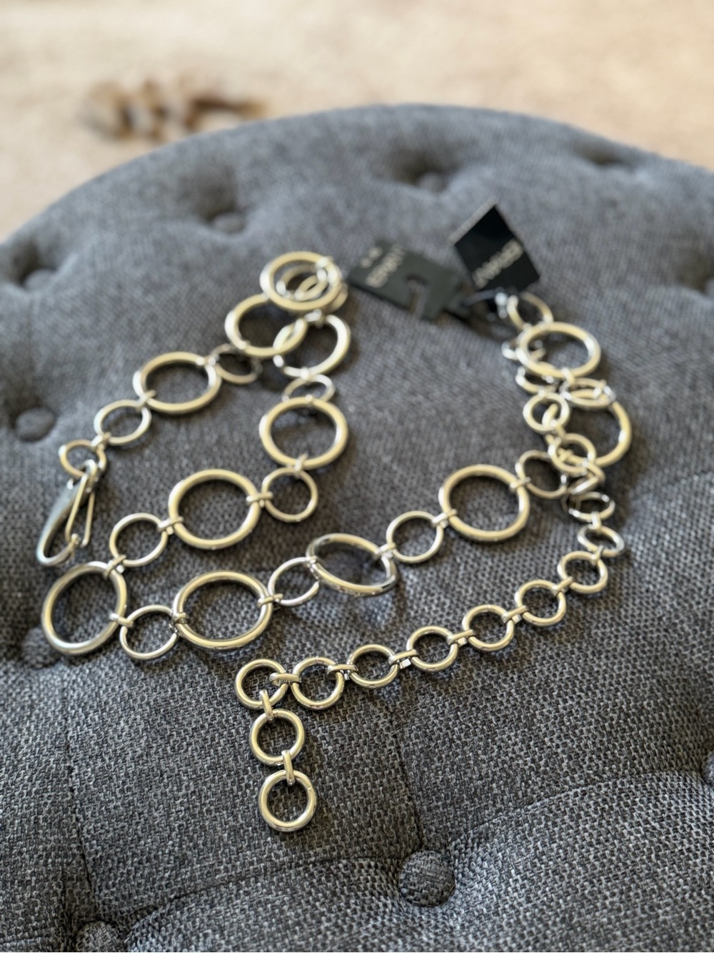NWT Y2K Lane Bryant Multi-Ring Chain Belt in Silver